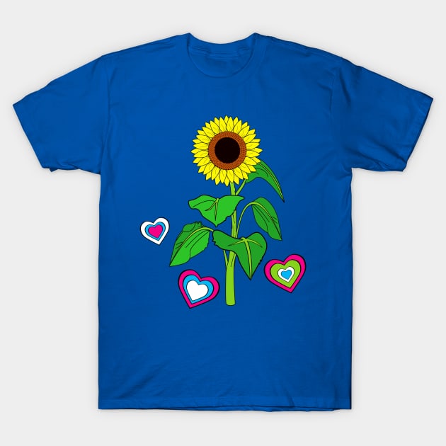 Sunflower with Hearts T-Shirt by PenguinCornerStore